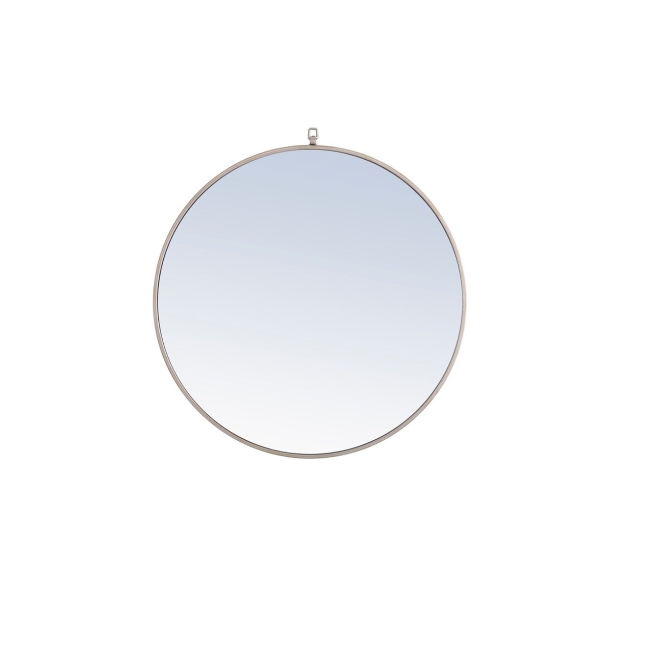 Metal frame Round Mirror with decorative hook 32 inch Silver finish
